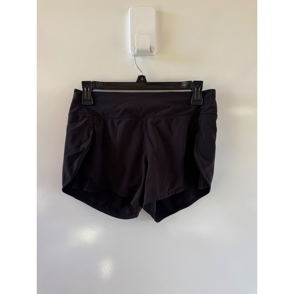Lululemon Black Pleated Side Mesh Athletic Shorts Size 4 High Rise Running